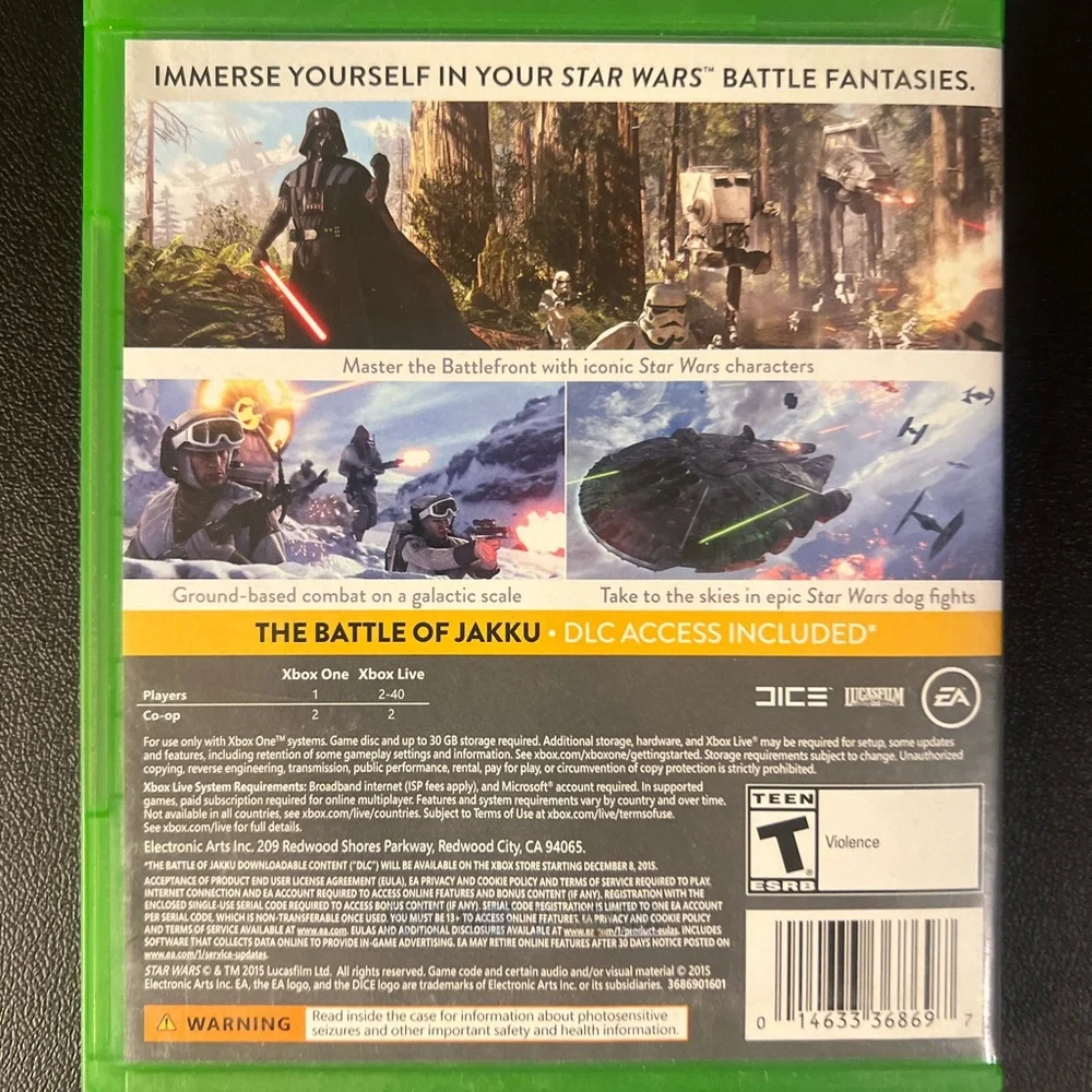 Star Wars Battlefront (Microsoft Xbox One, 2015) No Manual